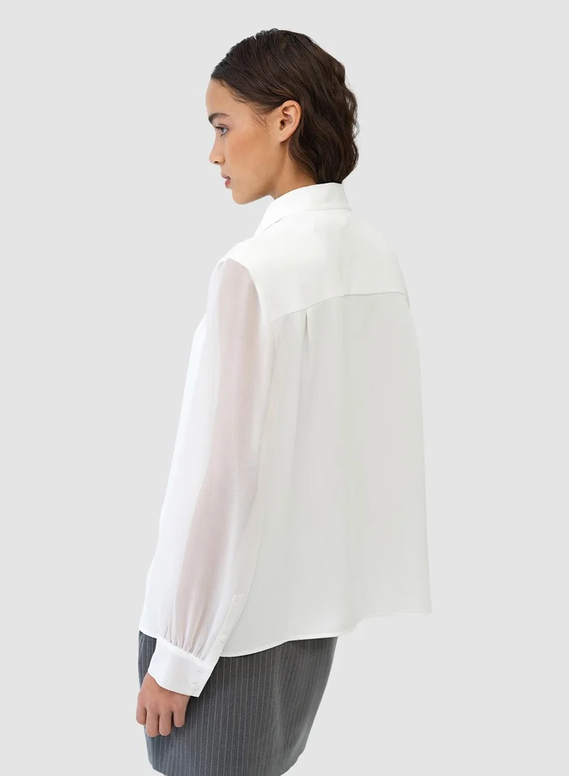 French Connection Arezzo Crepe Collar Detail Shirt
